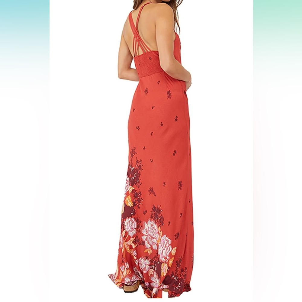 NWT - Free People Get To You Printed Maxi Floral Dress Scarlet - Various Sizes - Picture 2 of 8